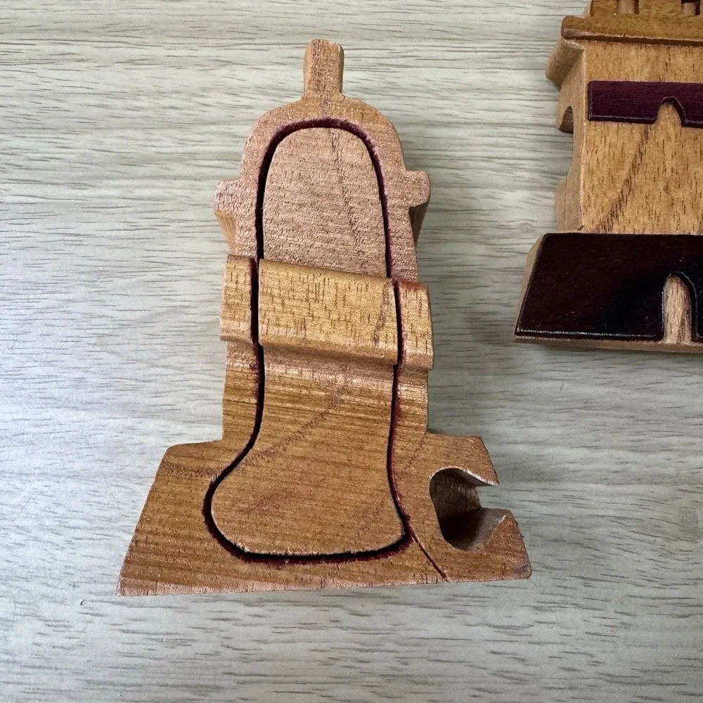Handcrafted‎ Wooden Lighthouse Shape Secret Jewelry Puzzle Box 4.5